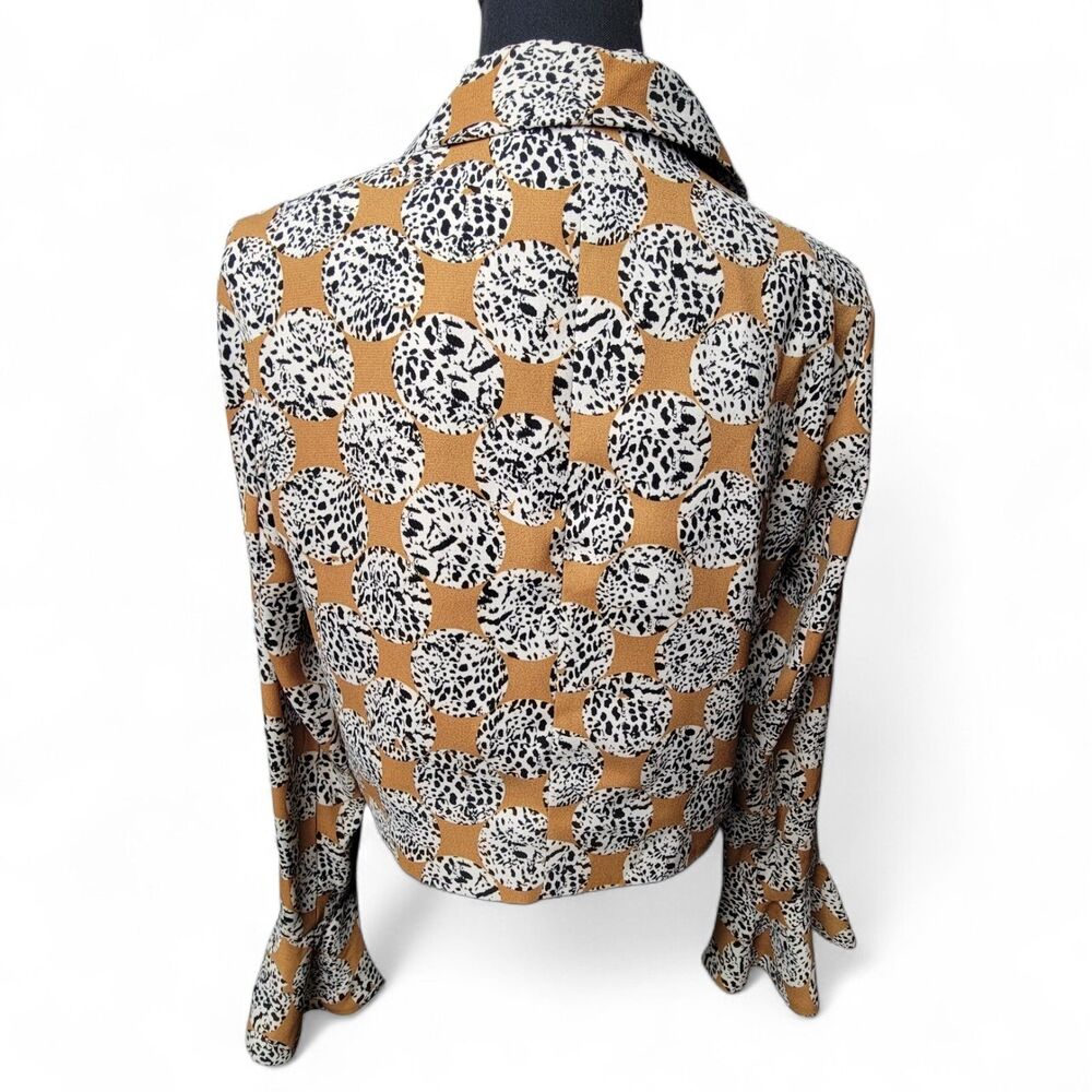 Topshop Animal Print Blazer Women's 6 Bolero Cropped Artsy Chic Retro Bold Edgy - Picture 2 of 6
